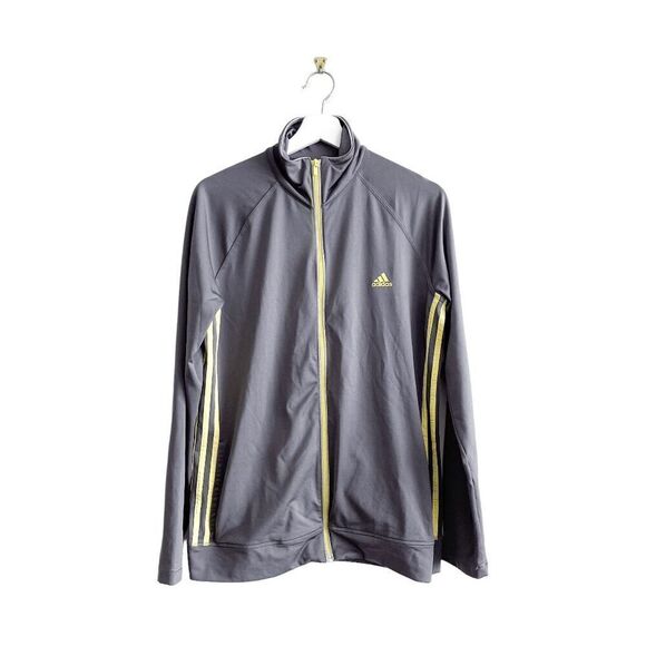 Adidas Climalite Men's Full Zip Track Activewear Jacket Gray Yellow Large - Picture 1 of 7